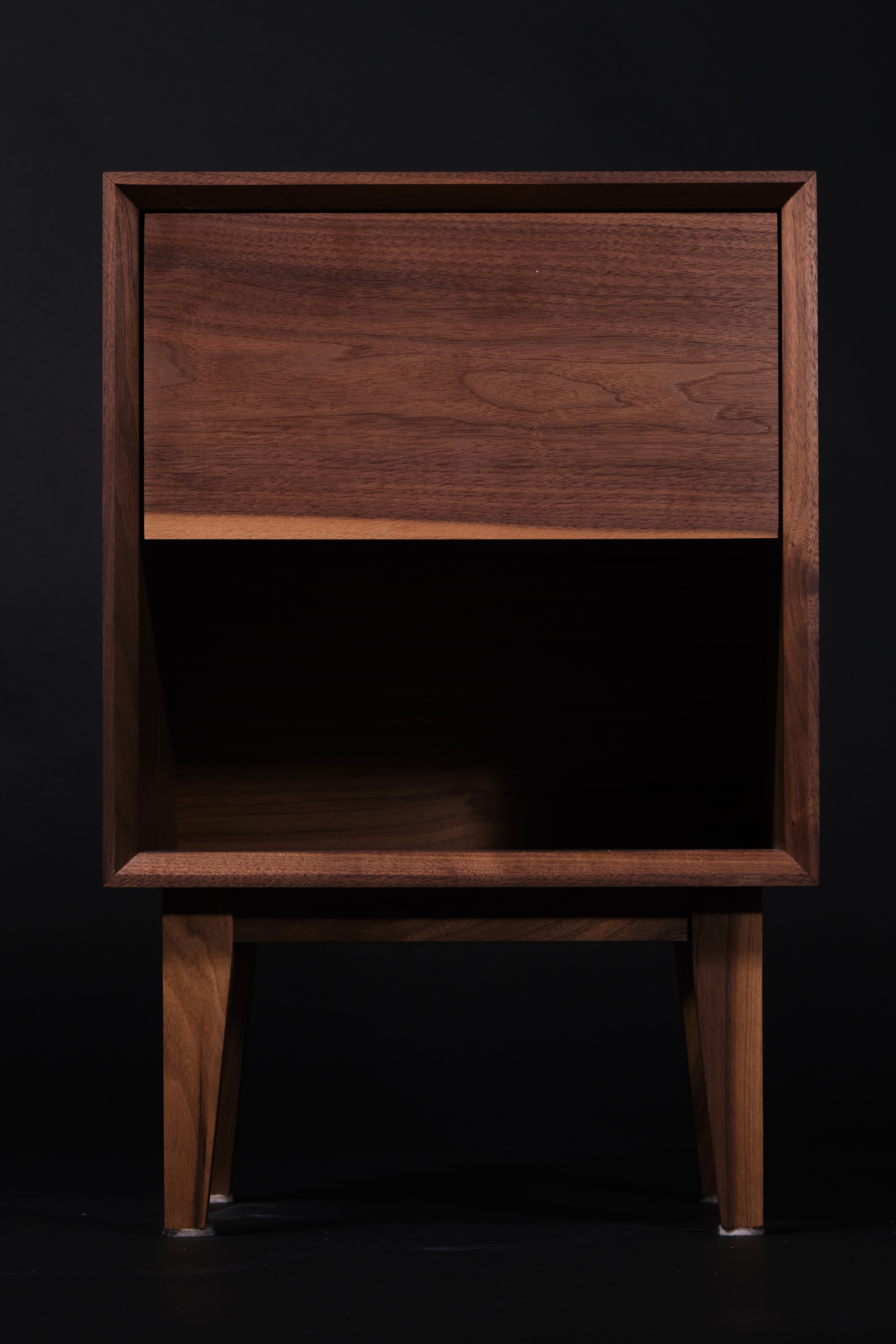 The finished walnut nightstand